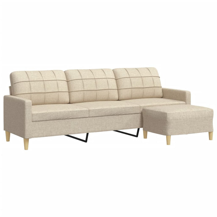 Canapea cu 3 locuri și taburet, crem, 210 cm, textil - WALTI WALTI