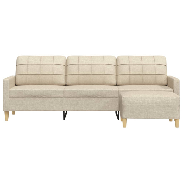 Canapea cu 3 locuri și taburet, crem, 210 cm, textil - WALTI WALTI