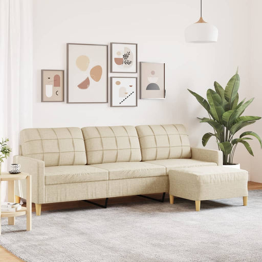 Canapea cu 3 locuri și taburet, crem, 210 cm, textil - WALTI WALTI