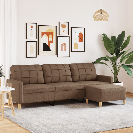 Canapea cu 3 locuri și taburet, maro, 210 cm, textil - WALTI WALTI