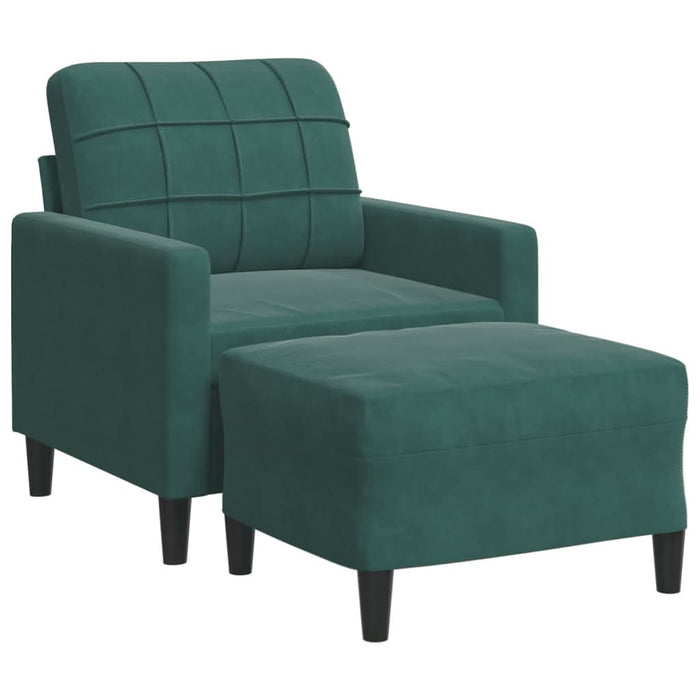 Fotoliu canapea cu taburet, verde închis, 60 cm, catifea - WALTI WALTI