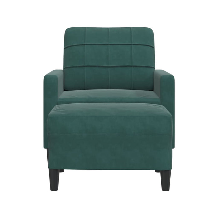 Fotoliu canapea cu taburet, verde închis, 60 cm, catifea - WALTI WALTI