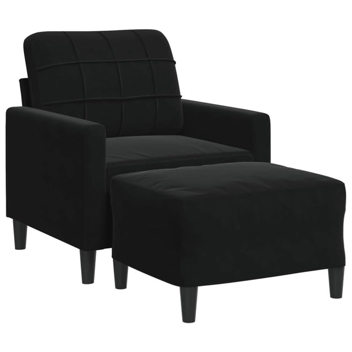 Fotoliu canapea cu taburet, negru, 60 cm, catifea - WALTI WALTI