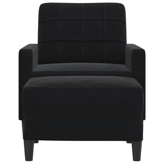 Fotoliu canapea cu taburet, negru, 60 cm, catifea - WALTI WALTI