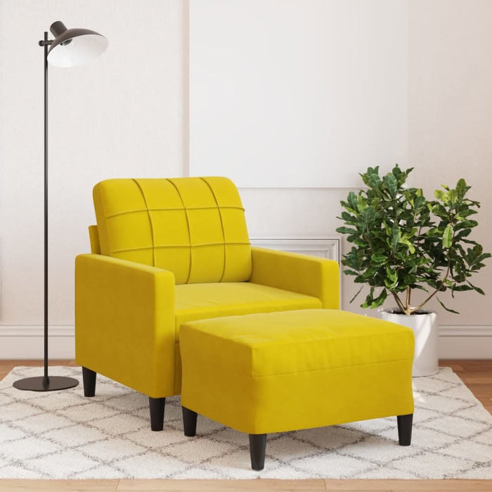 Fotoliu canapea cu taburet, galben, 60 cm, catifea - WALTI WALTI