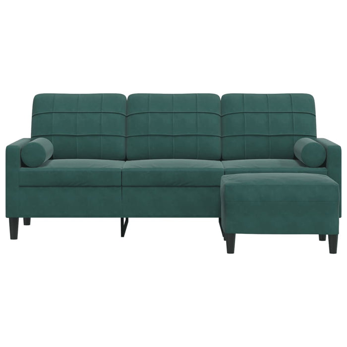 Canapea cu 3 locuri și taburet, verde închis, 180 cm, catifea - WALTI WALTI