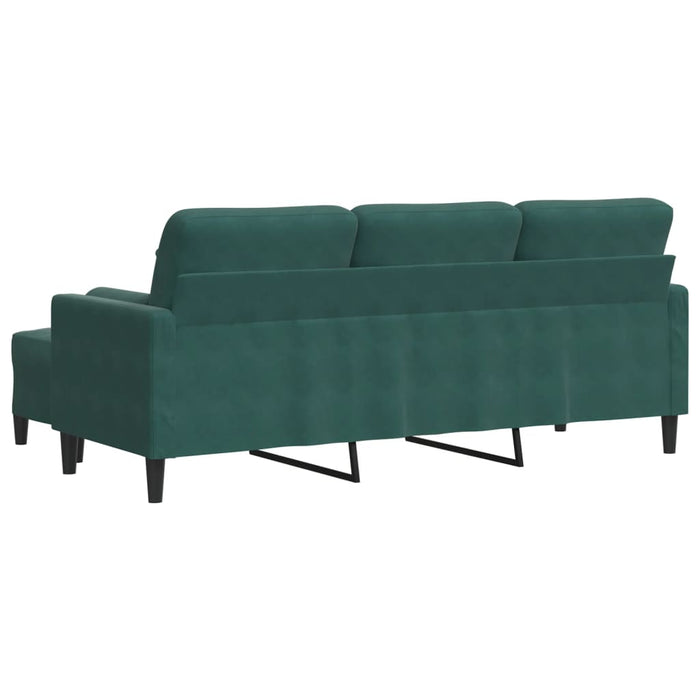 Canapea cu 3 locuri și taburet, verde închis, 180 cm, catifea - WALTI WALTI