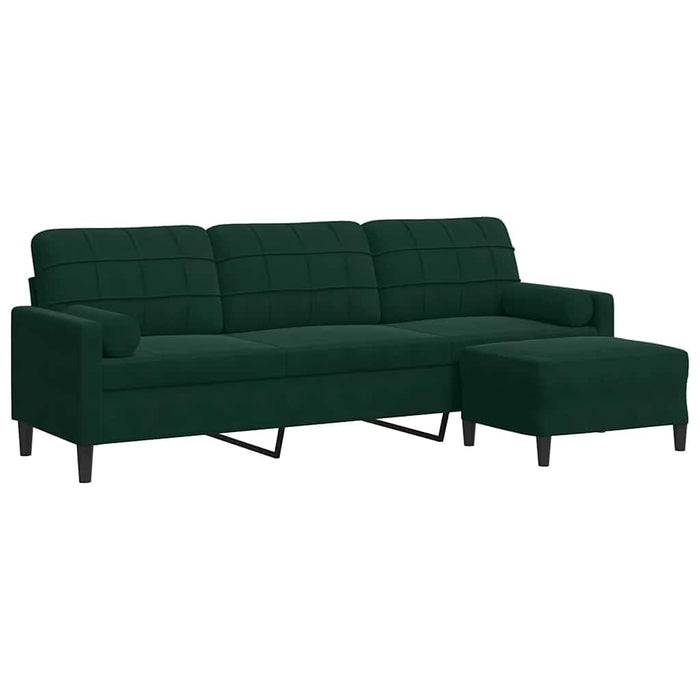 Canapea cu 3 locuri și taburet, verde închis, 210 cm, catifea - WALTI WALTI