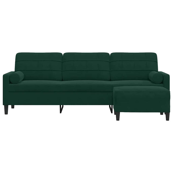 Canapea cu 3 locuri și taburet, verde închis, 210 cm, catifea - WALTI WALTI