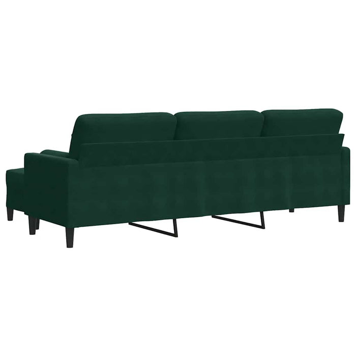 Canapea cu 3 locuri și taburet, verde închis, 210 cm, catifea - WALTI WALTI