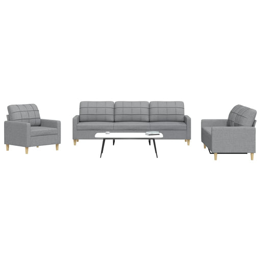 Set de canapele, 3 piese, gri deschis, textil - WALTI WALTI