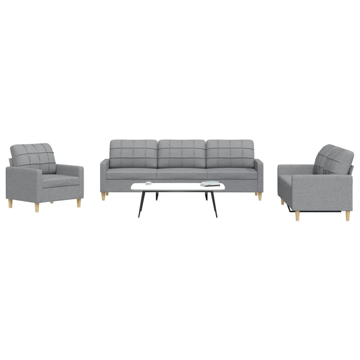 Set de canapele, 3 piese, gri deschis, textil - WALTI WALTI