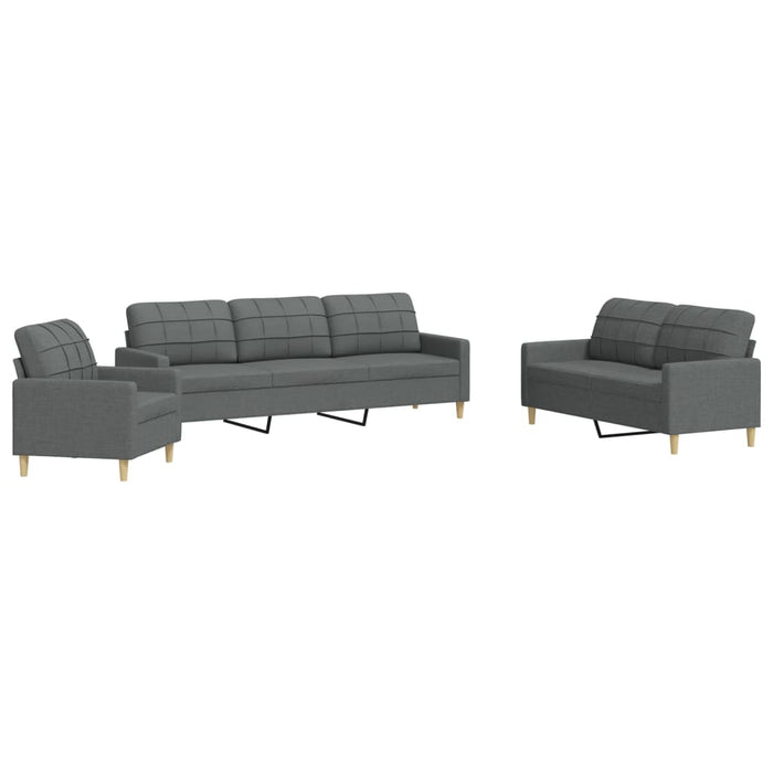 Set de canapele, 3 piese, gri închis, textil - WALTI WALTI