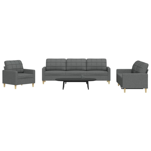 Set de canapele, 3 piese, gri închis, textil - WALTI WALTI