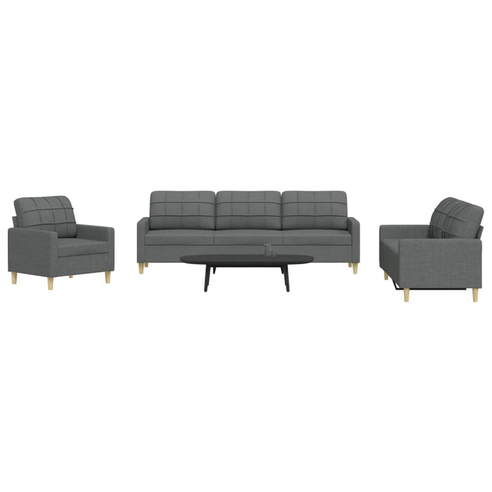 Set de canapele, 3 piese, gri închis, textil - WALTI WALTI