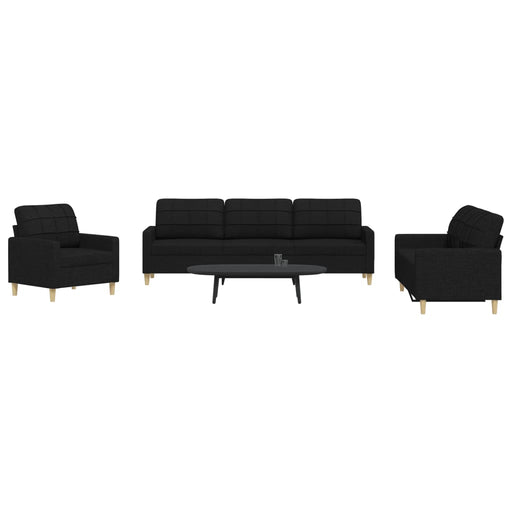 Set de canapele, 3 piese, negru, textil - WALTI WALTI