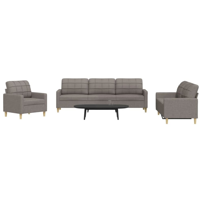 Set de canapele, 3 piese, gri taupe, textil - WALTI WALTI