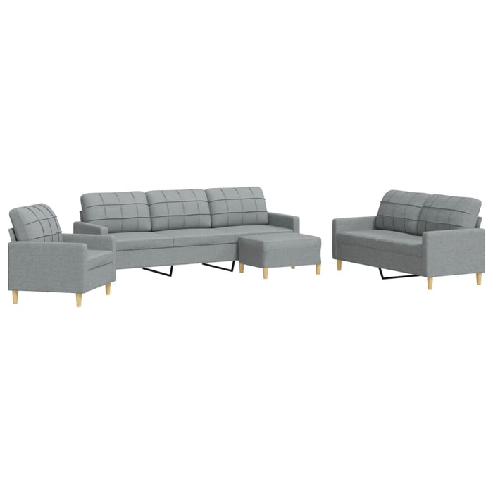 Set canapele cu taburet, 4 piese, gri deschis, textil - WALTI WALTI