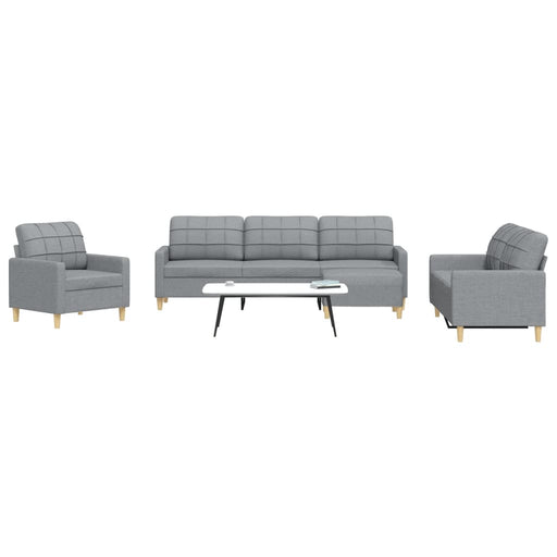 Set canapele cu taburet, 4 piese, gri deschis, textil - WALTI WALTI