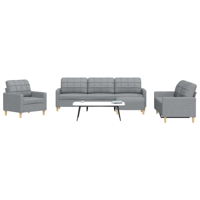 Set canapele cu taburet, 4 piese, gri deschis, textil - WALTI WALTI
