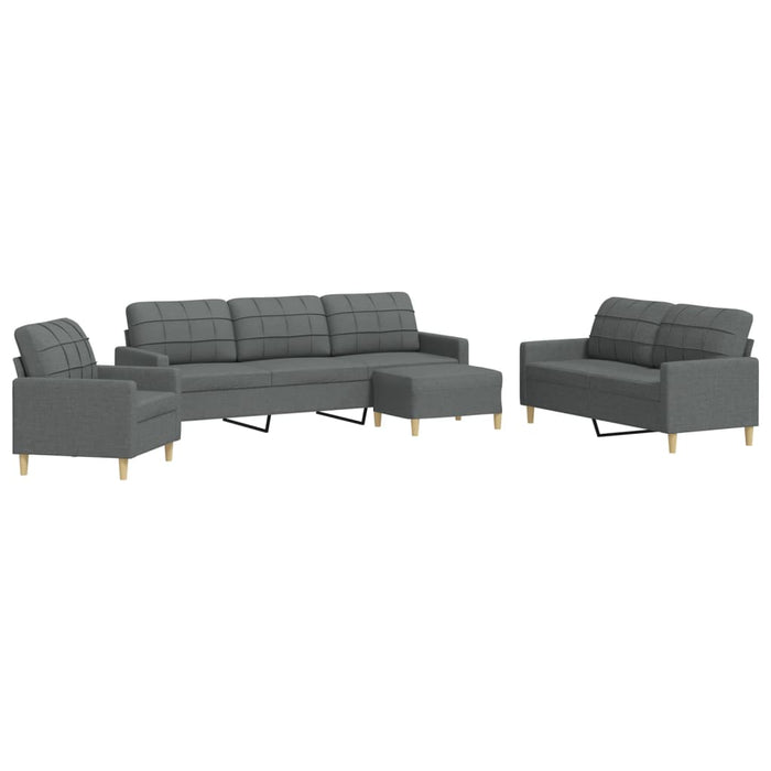 Set de canapele cu taburet, 4 piese, gri închis, textil - WALTI WALTI