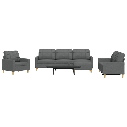 Set de canapele cu taburet, 4 piese, gri închis, textil - WALTI WALTI