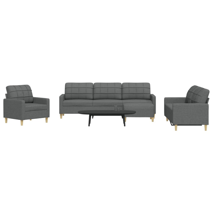 Set de canapele cu taburet, 4 piese, gri închis, textil - WALTI WALTI