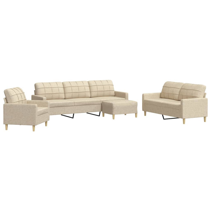 Set de canapele cu taburet, 4 piese, crem, textil - WALTI WALTI
