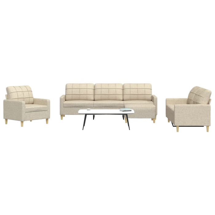 Set de canapele cu taburet, 4 piese, crem, textil - WALTI WALTI