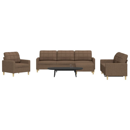 Set de canapele cu taburet, 4 piese, maro, textil - WALTI WALTI
