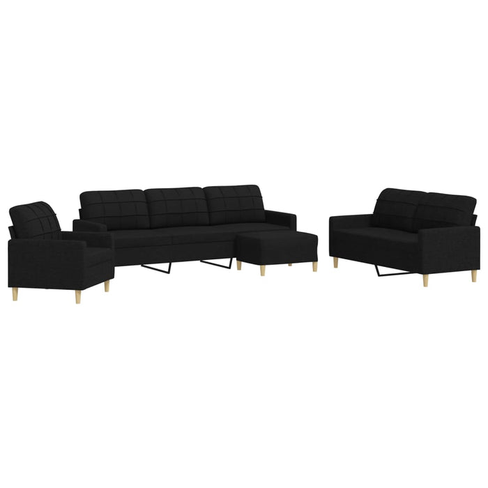 Set de canapele cu taburet, 4 piese, negru, textil - WALTI WALTI
