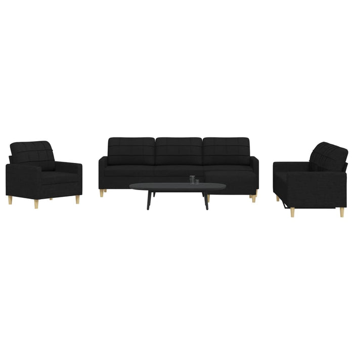 Set de canapele cu taburet, 4 piese, negru, textil - WALTI WALTI