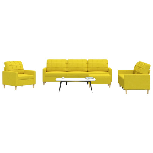 Set canapele cu taburet, 4 piese, galben deschis, textil - WALTI WALTI