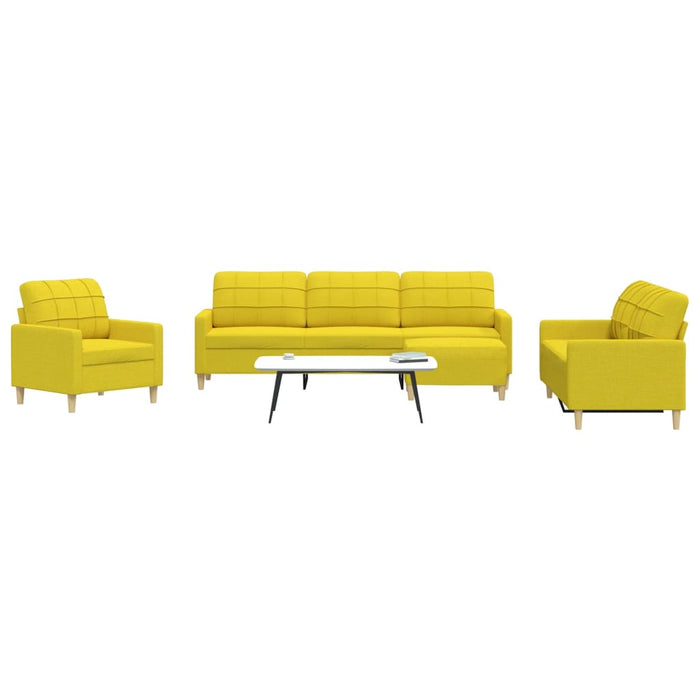 Set canapele cu taburet, 4 piese, galben deschis, textil - WALTI WALTI