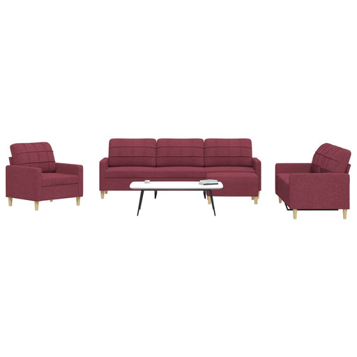 Set canapele cu taburet, 4 piese, roșu vin, material textil - WALTI WALTI