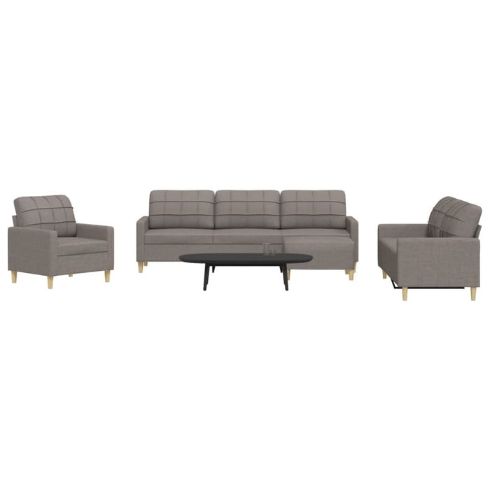 Set de canapea cu perne, 4 piese, gri taupe, material textil - WALTI WALTI
