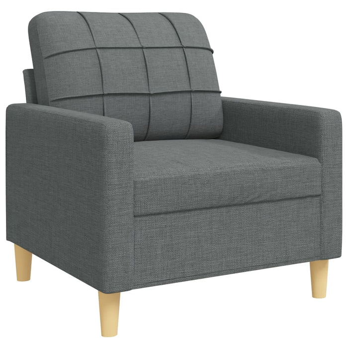 Set de canapele cu perne, 3 piese, gri închis, material textil - WALTI WALTI