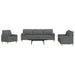 Set de canapele cu perne, 3 piese, gri închis, material textil - WALTI WALTI