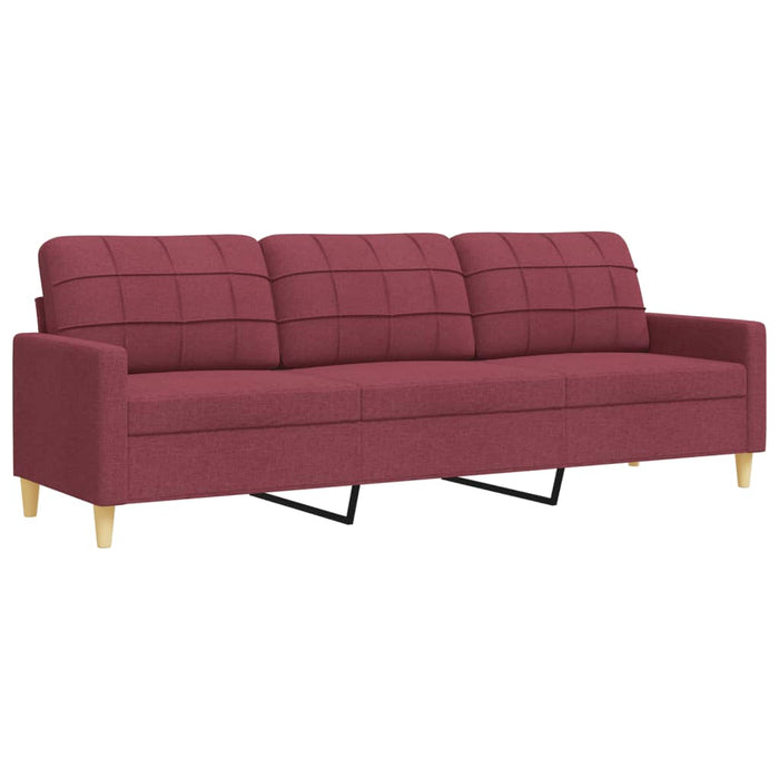 Set canapea cu perne, 3 piese, roșu vin, material textil - WALTI WALTI