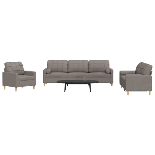 Set de canapele cu perne, 3 piese, gri taupe, textil - WALTI WALTI