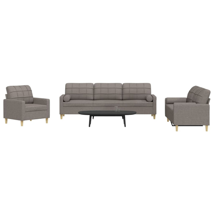 Set de canapele cu perne, 3 piese, gri taupe, textil - WALTI WALTI
