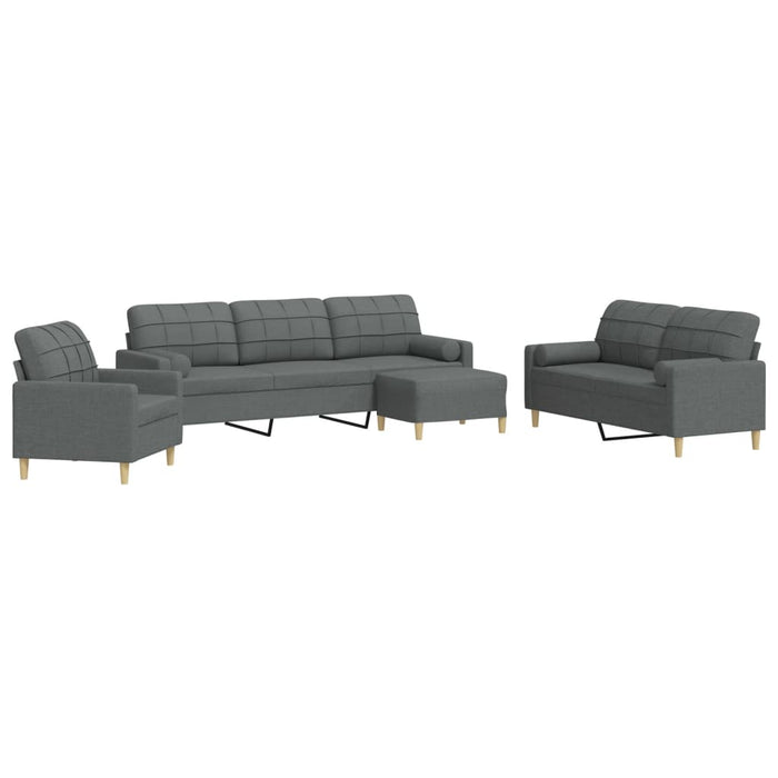 Set canapele cu taburet și perne, 4 piese, gri închis, textil - WALTI WALTI