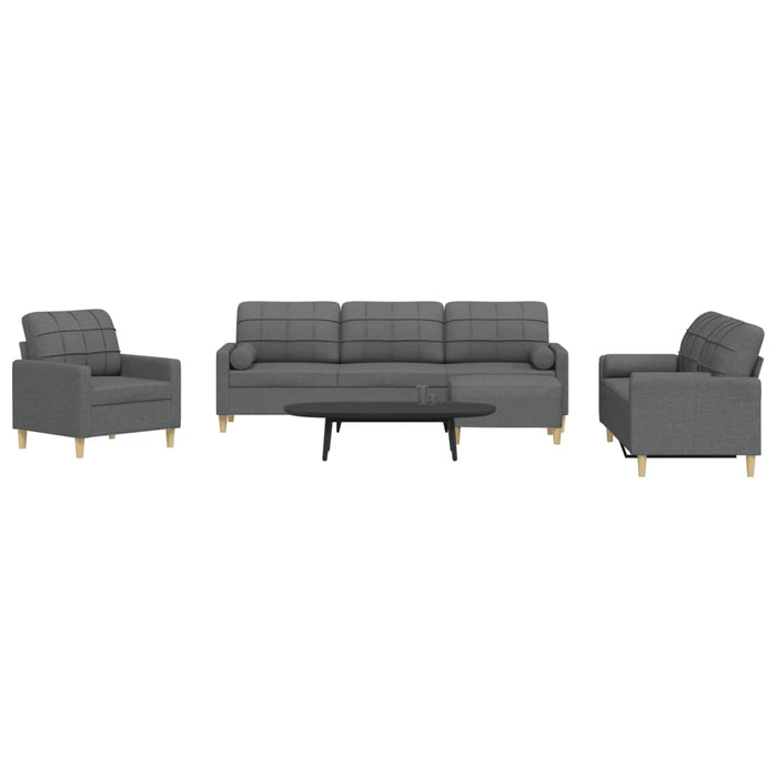Set canapele cu taburet și perne, 4 piese, gri închis, textil - WALTI WALTI