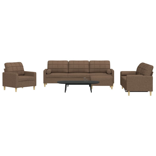 Set canapele cu taburet și perne, 4 piese, maro, textil - WALTI WALTI