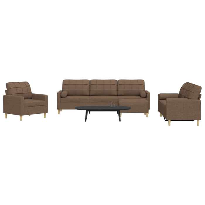 Set canapele cu taburet și perne, 4 piese, maro, textil - WALTI WALTI