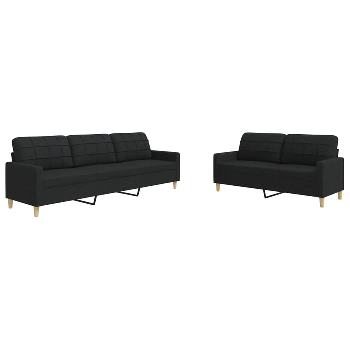 Set de canapele, 2 piese, negru, material textil WALTI