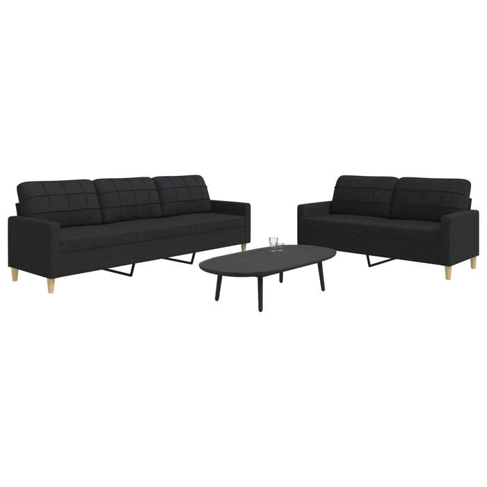 Set de canapele, 2 piese, negru, material textil WALTI