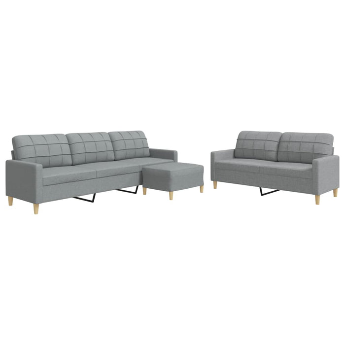 Set canapele cu taburet, 3 piese, gri deschis, textil - WALTI WALTI