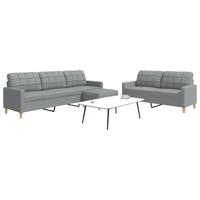 Set canapele cu taburet, 3 piese, gri deschis, textil - WALTI WALTI