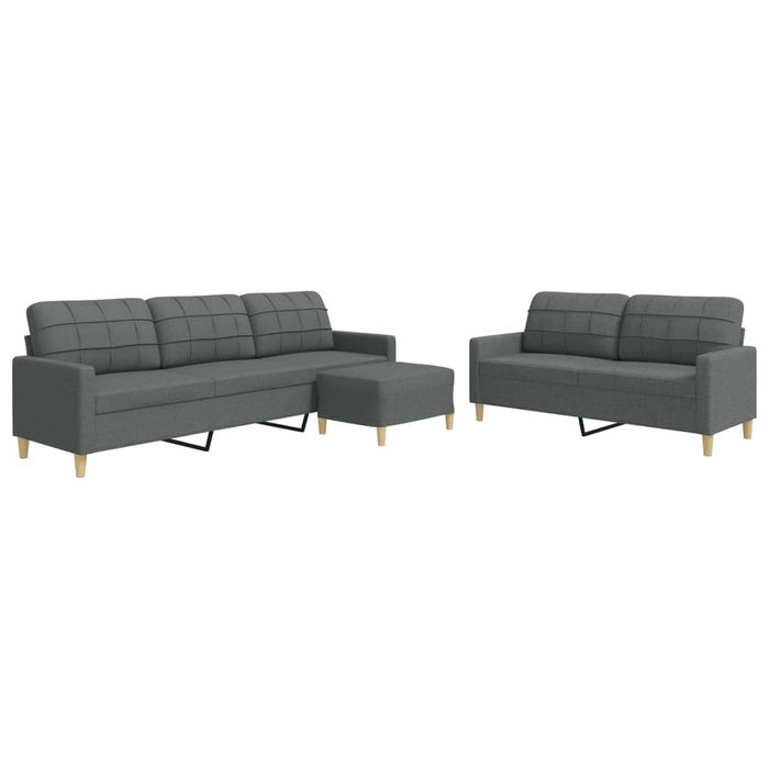 Set de canapele cu taburet, 3 piese, gri închis, textil - WALTI WALTI